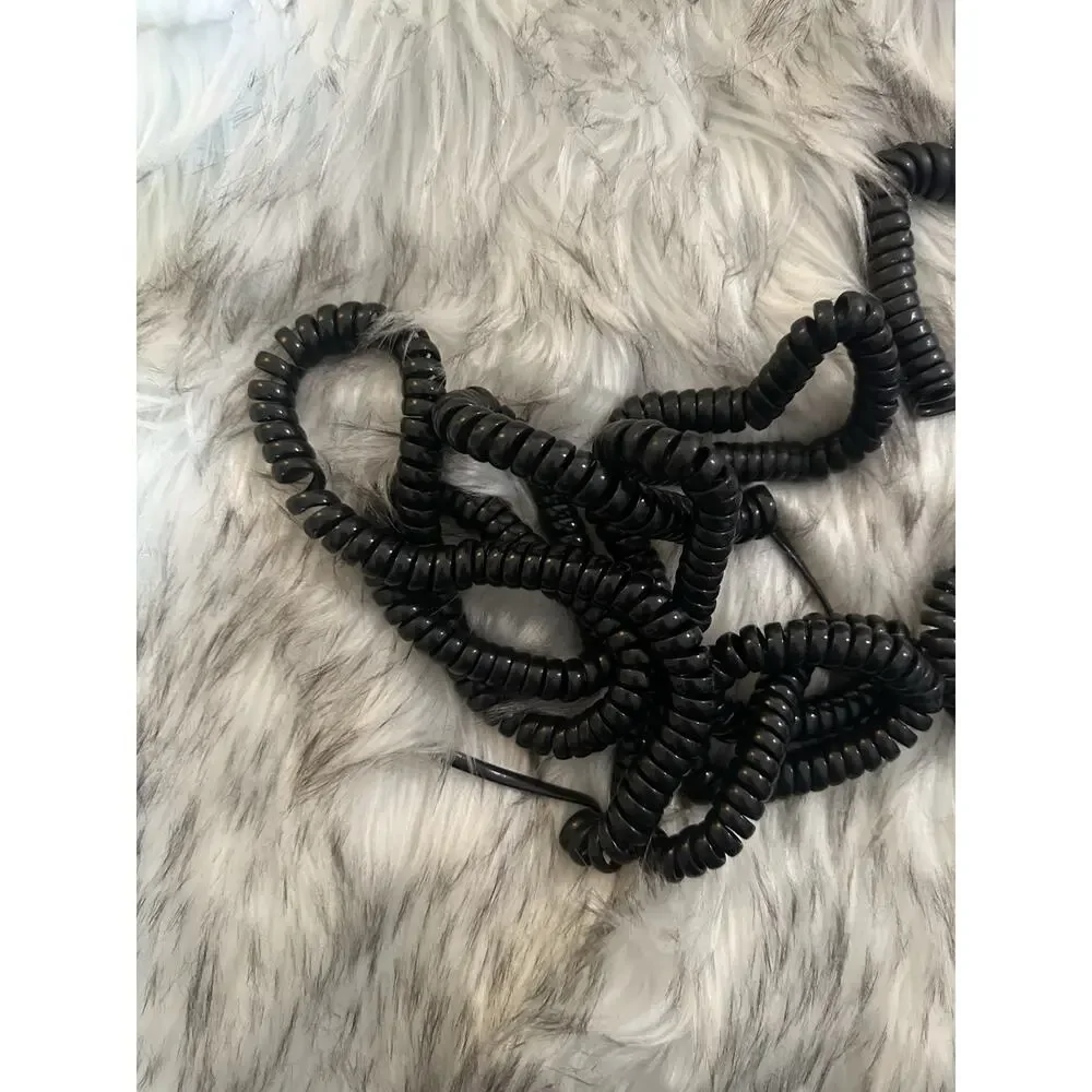 Black Coiled Telephone Handset Cord 4P4C to 4P4C 5-14 ft Lot